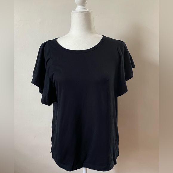 Banana Republic | SUPIMA® COTTON FLUTTER-SLEEVE TOP - Picture 1 of 5